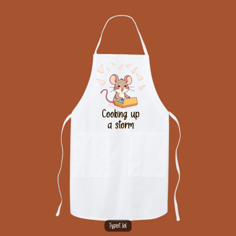 Funny Brave Mouse Typing Apron: Cook with Courage and a Dash of Humor