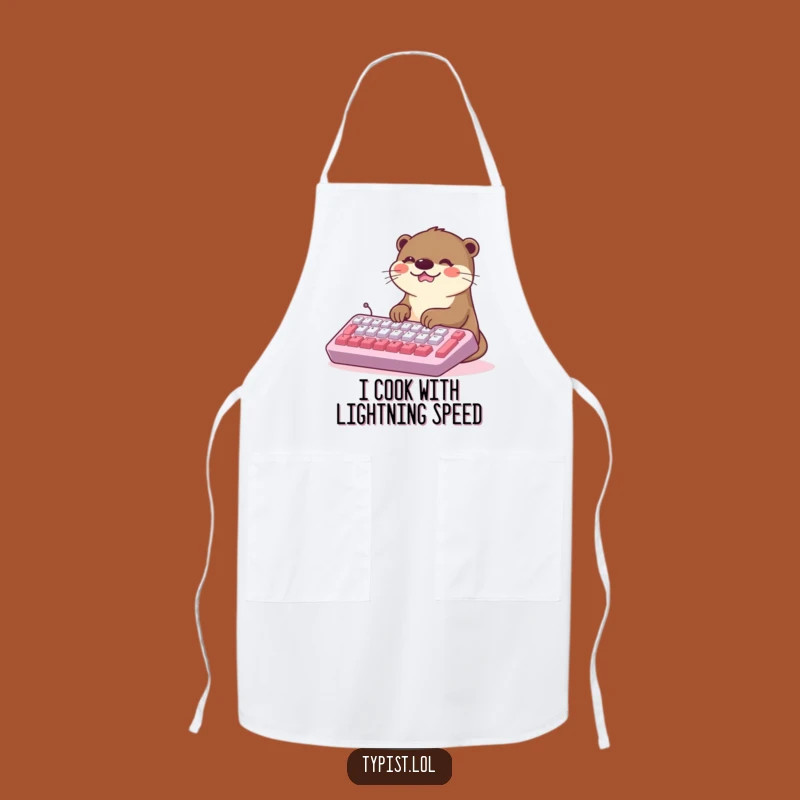 Funny Kawaii Otter Typing Apron: Cook Up Smiles in the Kitchen