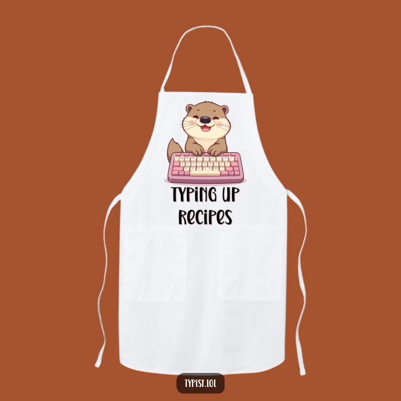 Funny Otter Chef's Typing Apron: Happy Kitchen Wear