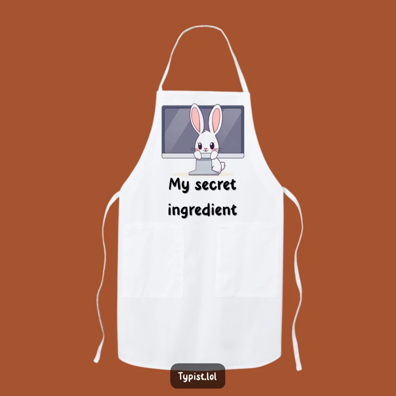 Funny Rabbit Apron: Curious Bunny Peeking from Monitor, Hilarious Kitchen Wear for a Fun Funny Gift