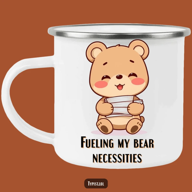 Funny Bear Paperwork Camping Mug: Campfire Coffee Fueled by Documents - Hilarious Funny Gift