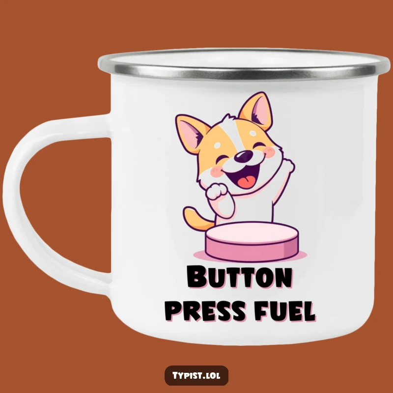 Funny Dog Button Camping Mug: Adventure and Laughter on the Go
