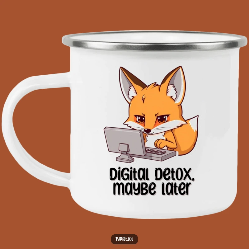 Funny Fox Tech Camping Mug - Coder's & Gamer's Outdoor Fuel Gift