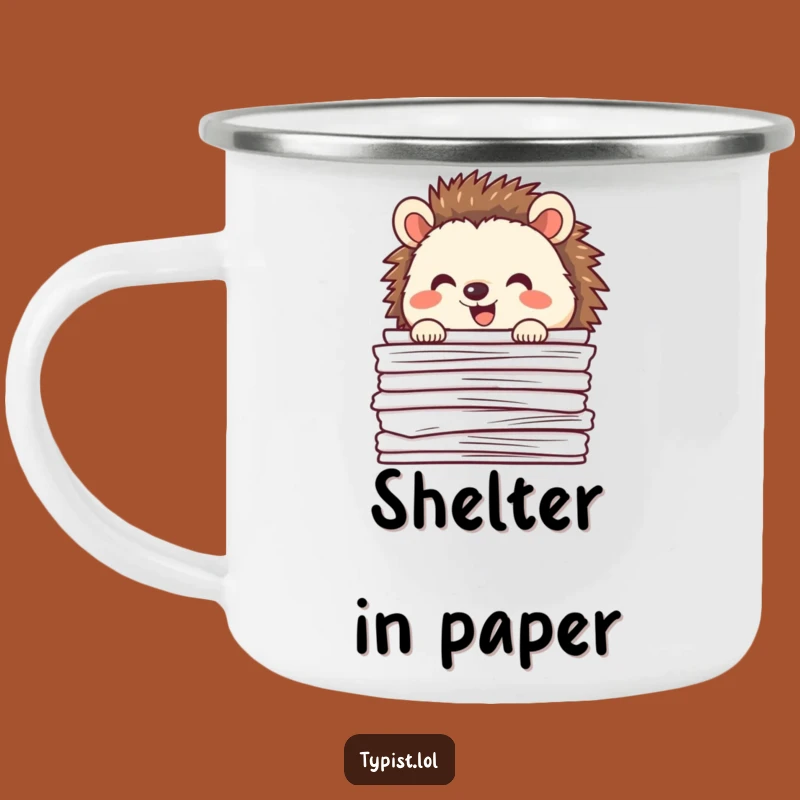 Funny Happy Hedgehog Camping Mug: Adventure Fuel with a Peek of Humor