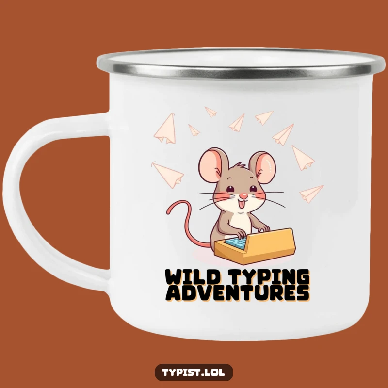 Funny Brave Mouse Typing Camping Mug: Adventure Fuel for the Determined Outdoorsy Type