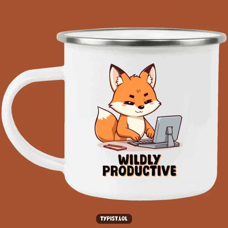 Funny Fox Typing Camping Mug: Brain Fuel for Hilarious Adventures