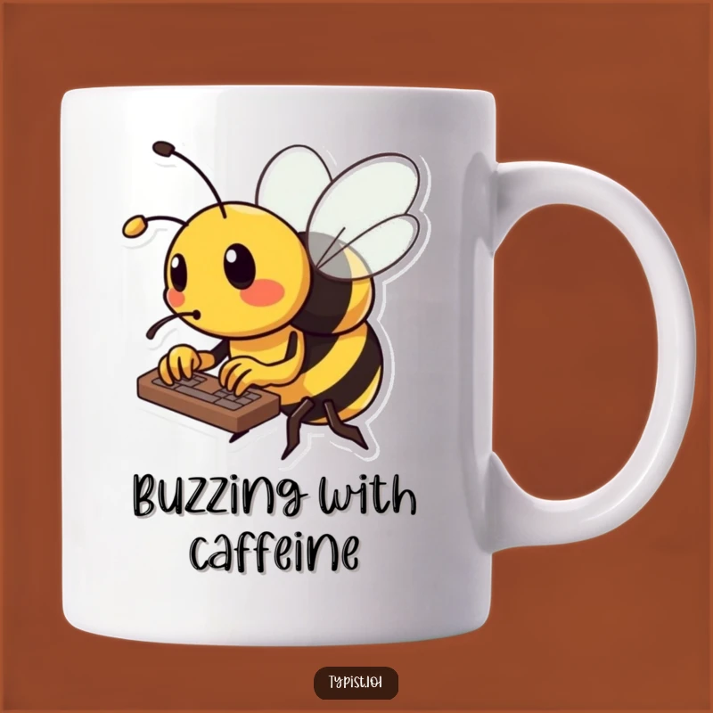 Funny Bee Typing Mug: Busy Insect Working Hard, Hilarious Office Gift for Bee Lovers