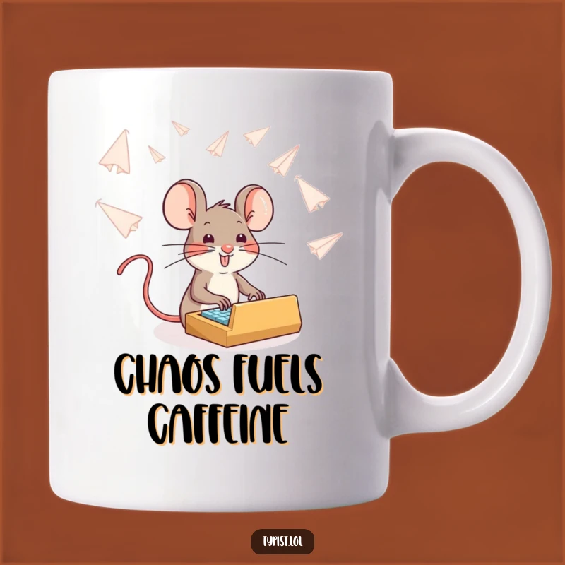 Funny Brave Mouse Typist Mug: Hilarious Gift for Overcoming Chaos with Humor
