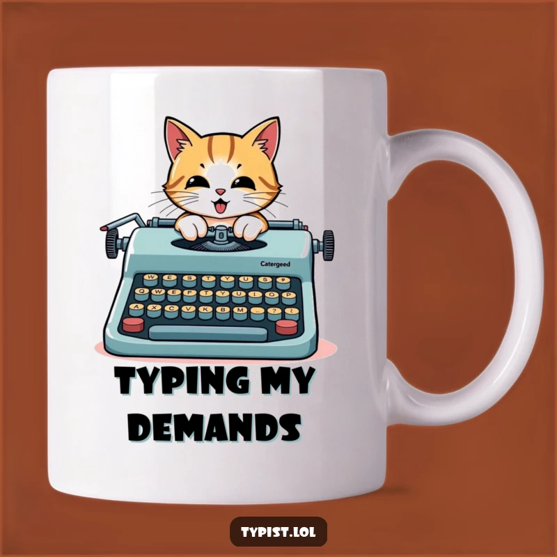 Funny Cat Writer Mug: Determined cat typing story, a literary funny gift.