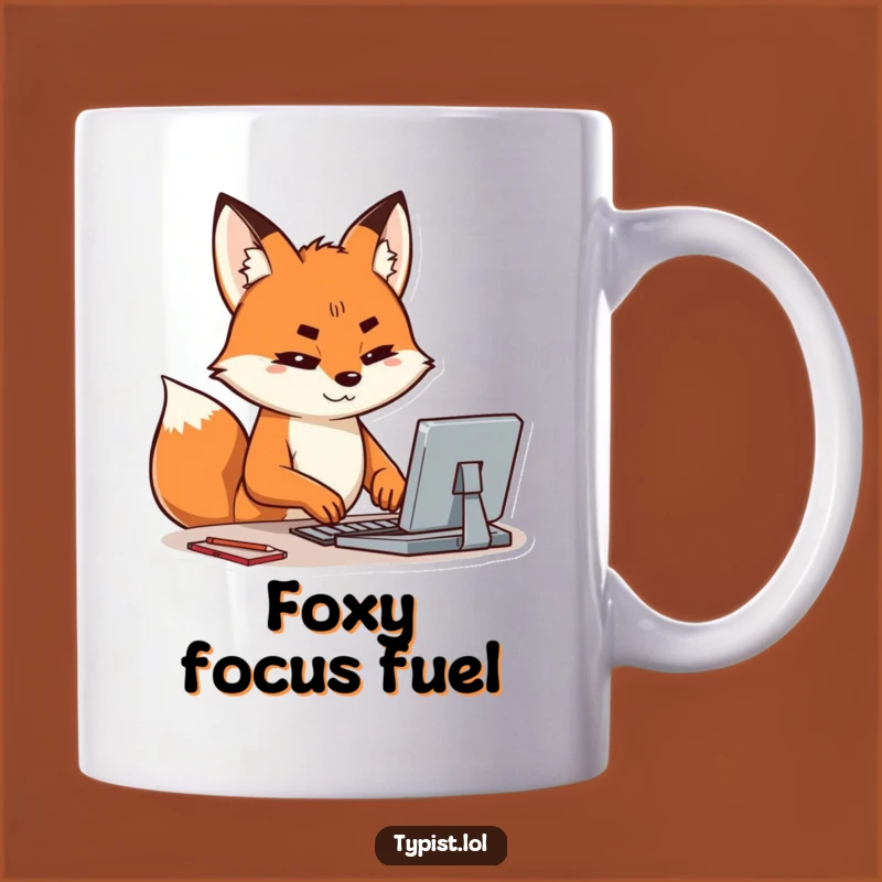Funny Fox Typing Mug: A Hilarious Gift for the Focused and Foxy