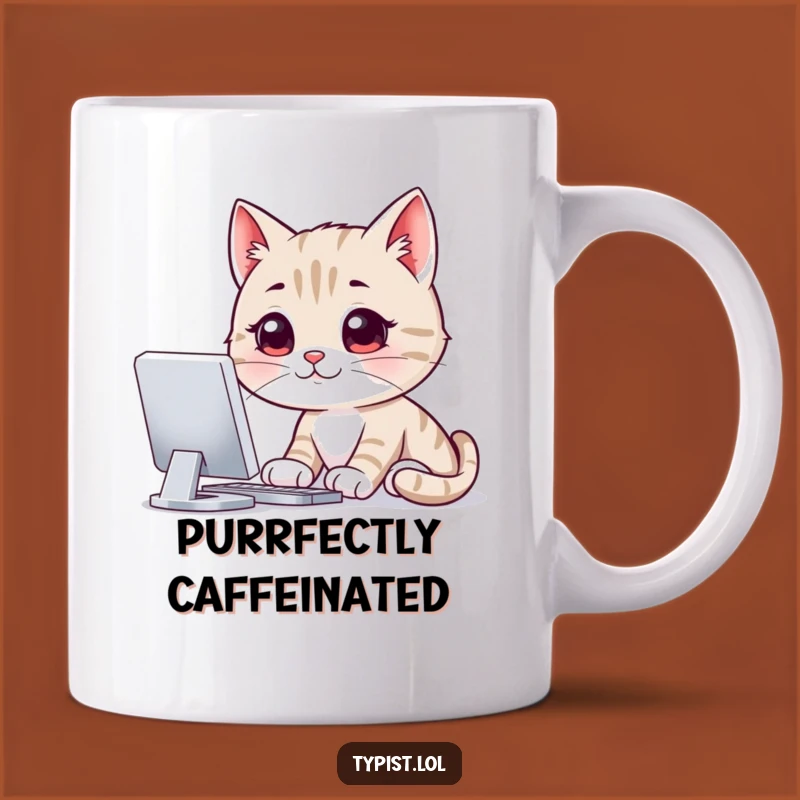 Funny Cat Computer Mug: Hilarious Tech Cat for Office Fun