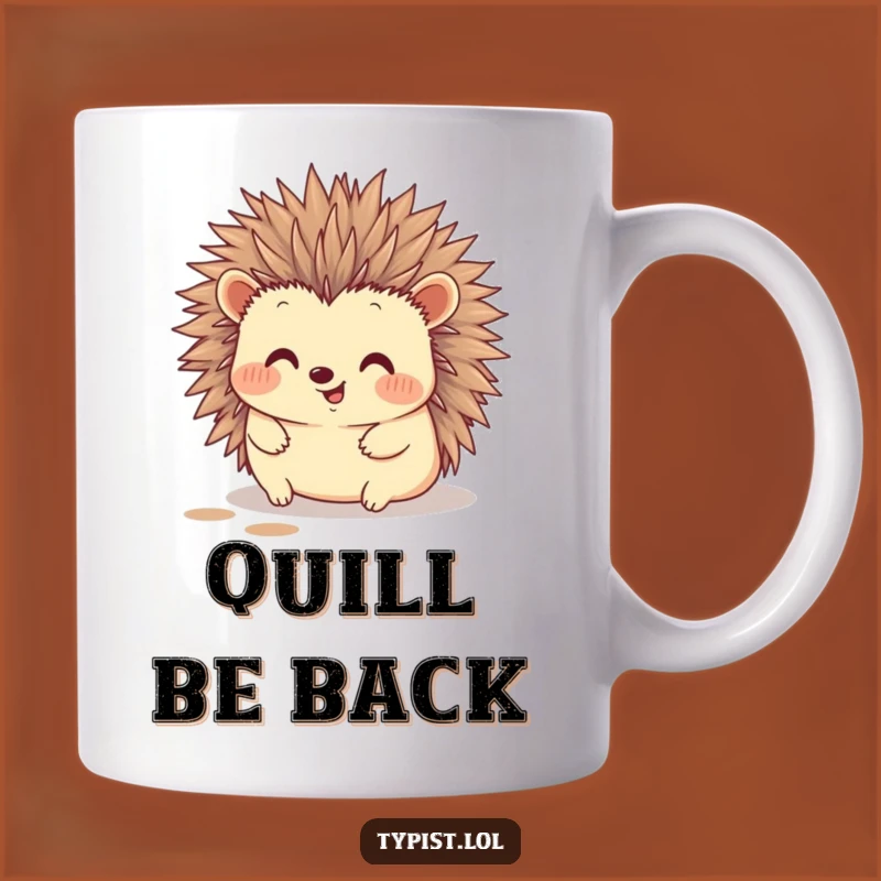 Funny Hedgehog Typing Mug: Quills & Ink Comedy, Perfect Quirky Gift
