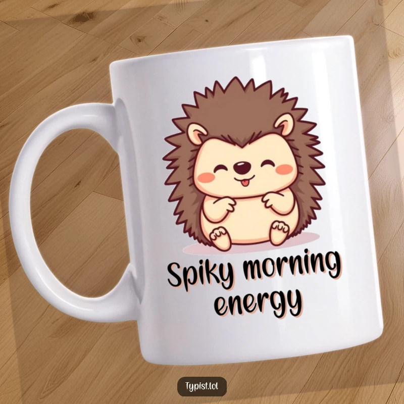 Funny happy hedgehog using all its tiny paws to type energetically, perfect for multitaskers and animal lovers.