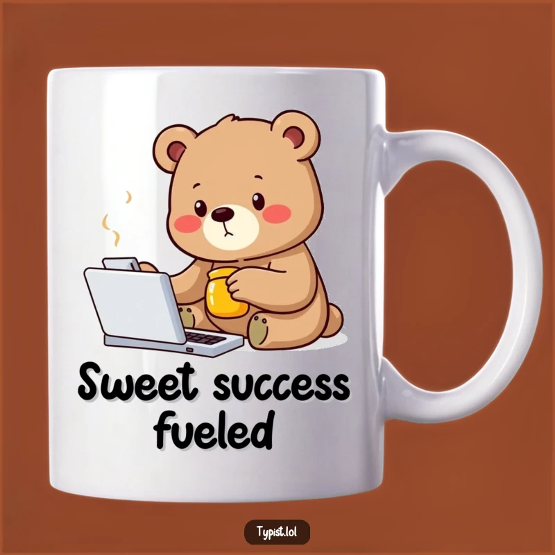 Funny Bear Typing Mug: Hilarious Gift for Bears Who Love Honey & Work