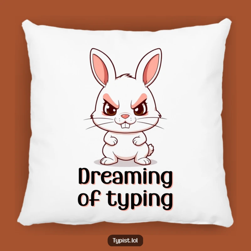 Funny Rabbit Typing Pillow: Snuggle Up with Determined Comfort Gift