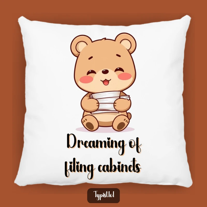 Funny Bear Paperwork Pillow: Cozy Comfort for the Overworked - Plush Funny Gift