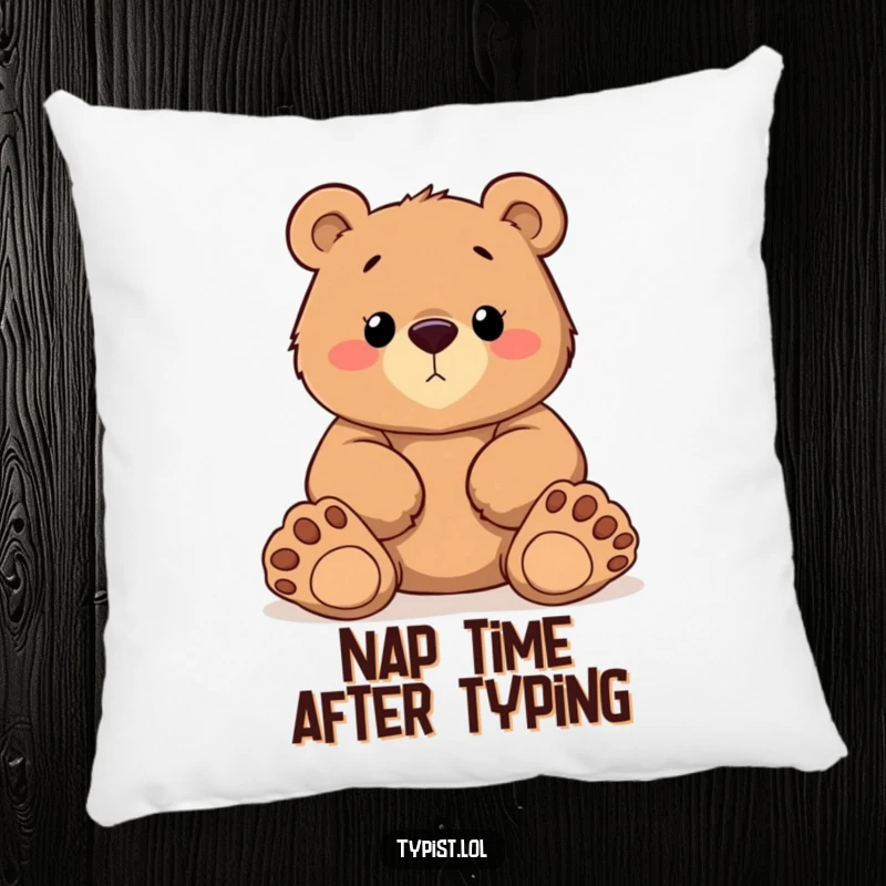 Funny Bear Paws Pillow: A determined bear types with large cartoon paws, a soft and humorous pillow, great funny gift.