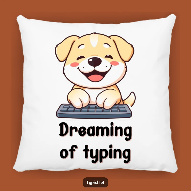 Funny Dog Typing Pillow: Comfy Canine Coder Cushion, Hilarious Gift