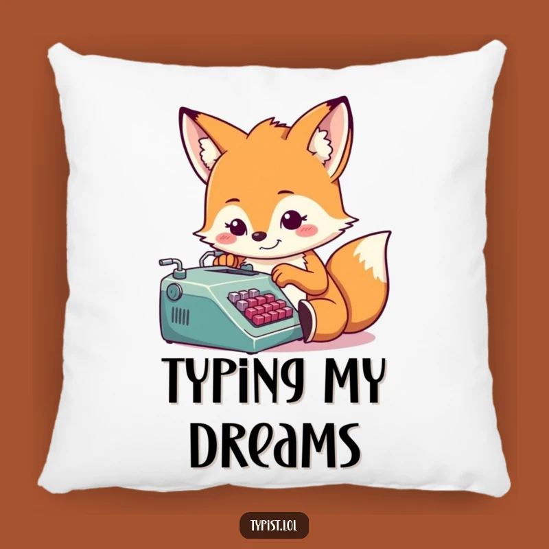 Funny Fox Typist Pillow: Comfy and Cute Accent for a Humorous and Cozy Home