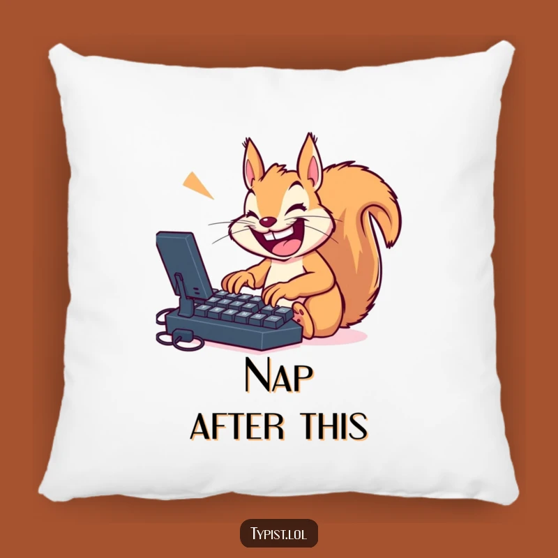 Funny Squirrel Pillow: Snuggle Up with Typing Merriment