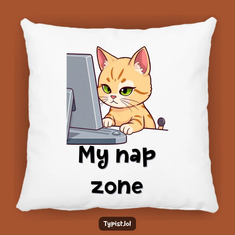 Funny Cat Screen Stare Pillow - Comfy & Focused Decor