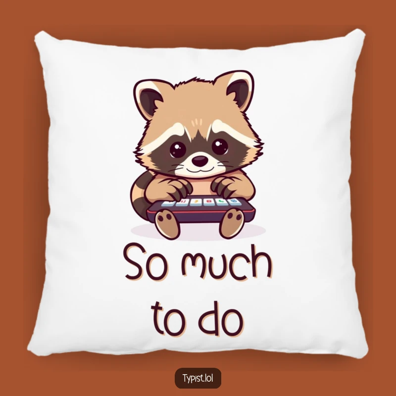 Funny Raccoon Typing Pillow: Cozy Up with Multitasking, Hilarious Comfort