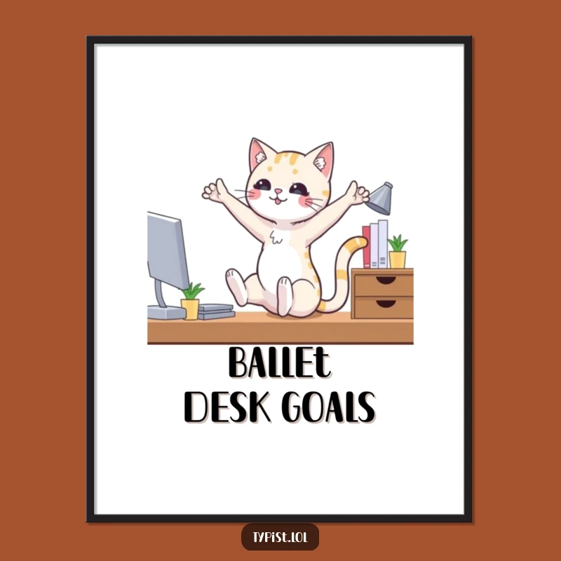 Funny Ballet Cat Digital Art Print: Instant Hilarious Decor for Your Home or Office Walls