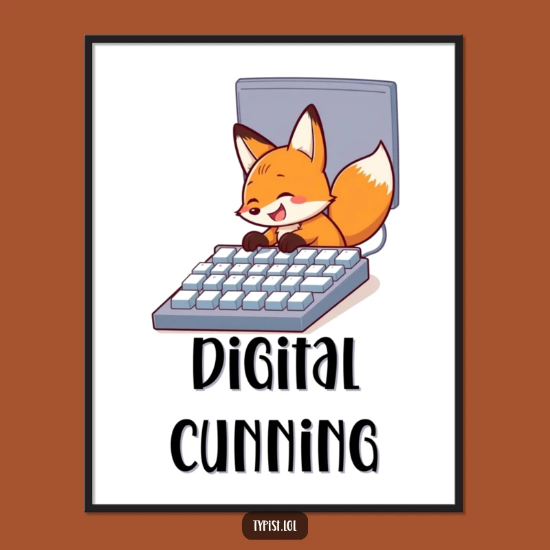 Funny Fox Computer Digital Art: Hilarious Printable for Techie Decor