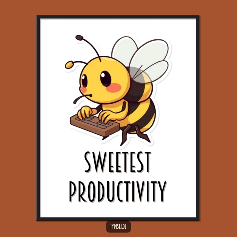 Funny Bee Digital Art: Busy Insect Typing, Instant Hilarious Download for a Funny Gift