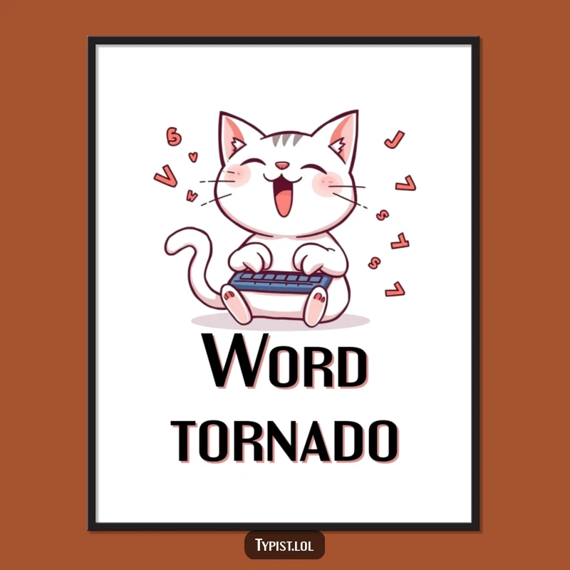 Funny Cat Typing Digital Art: Hilarious Printable for Creative Studios
