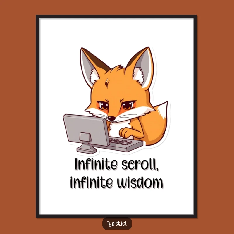 Funny Fox Tech Digital Art Print - Instant Digital Focus Gift