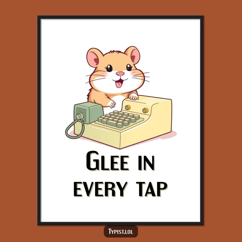 Funny Hamster Typewriter Digital Art: Instant Retro Wall Decor