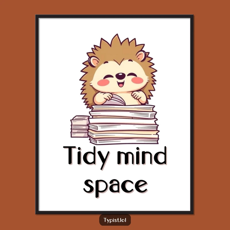 Funny Hedgehog Organizer Digital Art - Hilarious Neatness Decor!