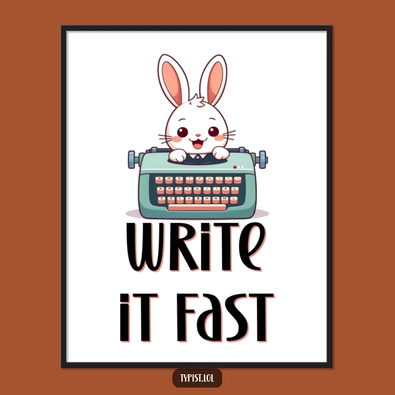 Funny Rabbit Typewriter Digital Art: Hilarious Printable for Writer's Studios