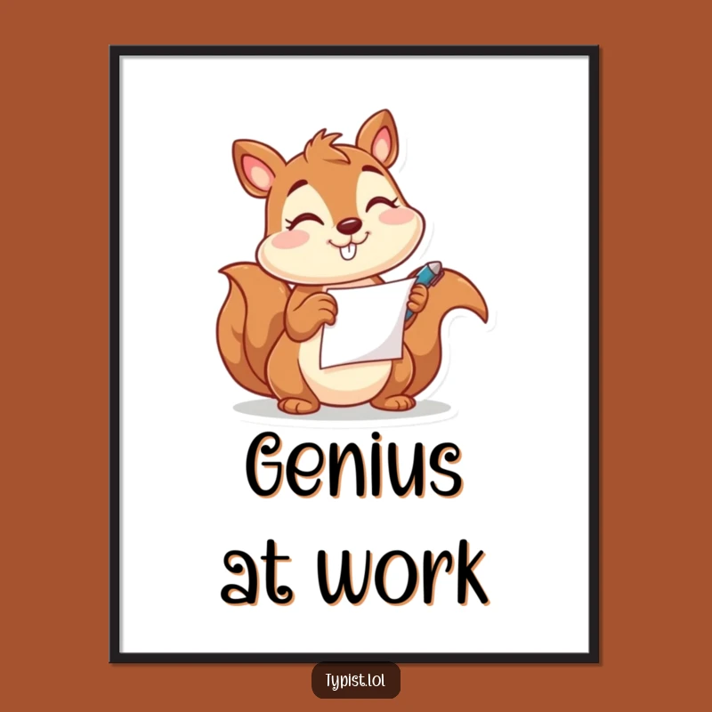 Funny Squirrel Pen Digital Art: Instant Witty Decor Print Gift