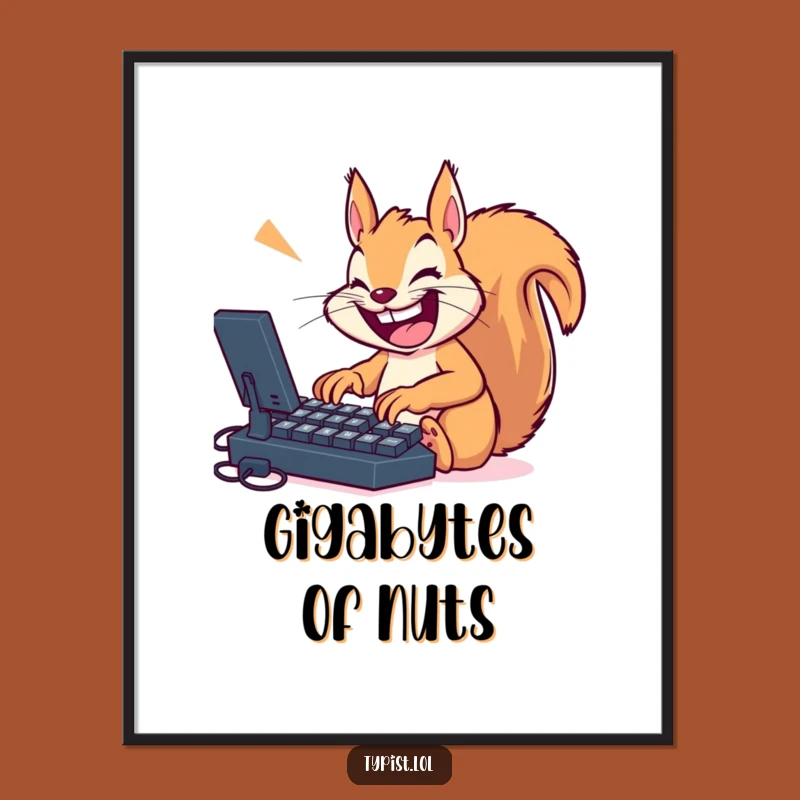 Funny Squirrel Digital Art: Bring Typing Joy to Your Walls