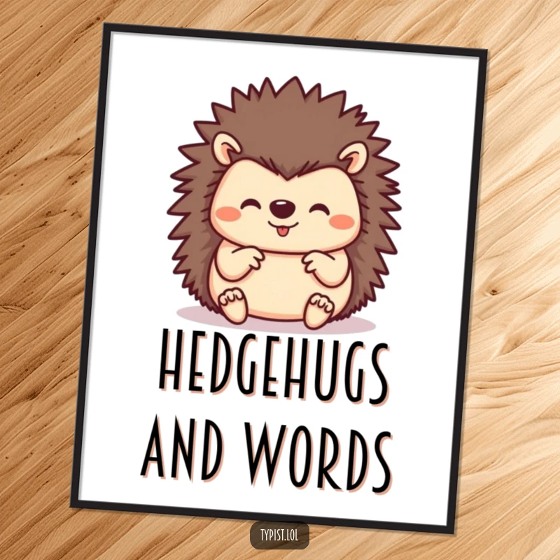 Funny hedgehog using all its paws to type with intense focus, a charming digital art piece radiating busyness and humor.