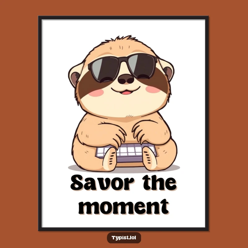 Funny Sloth Typing Digital Art Print: Instant Humor for Your Walls