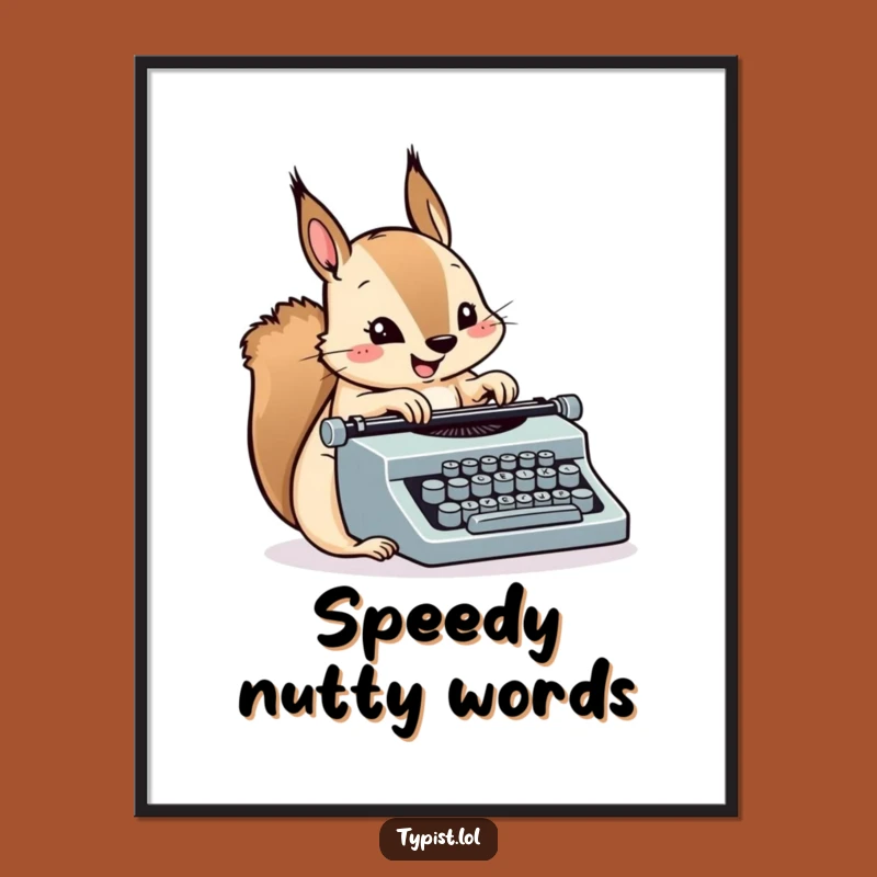 Funny Squirrel Typewriter Digital Art: Instant Speedy Wall Decor
