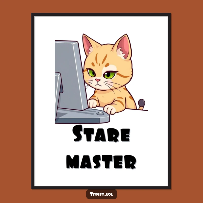 Funny Cat Screen Stare Digital Art - Instant Feline Focus!