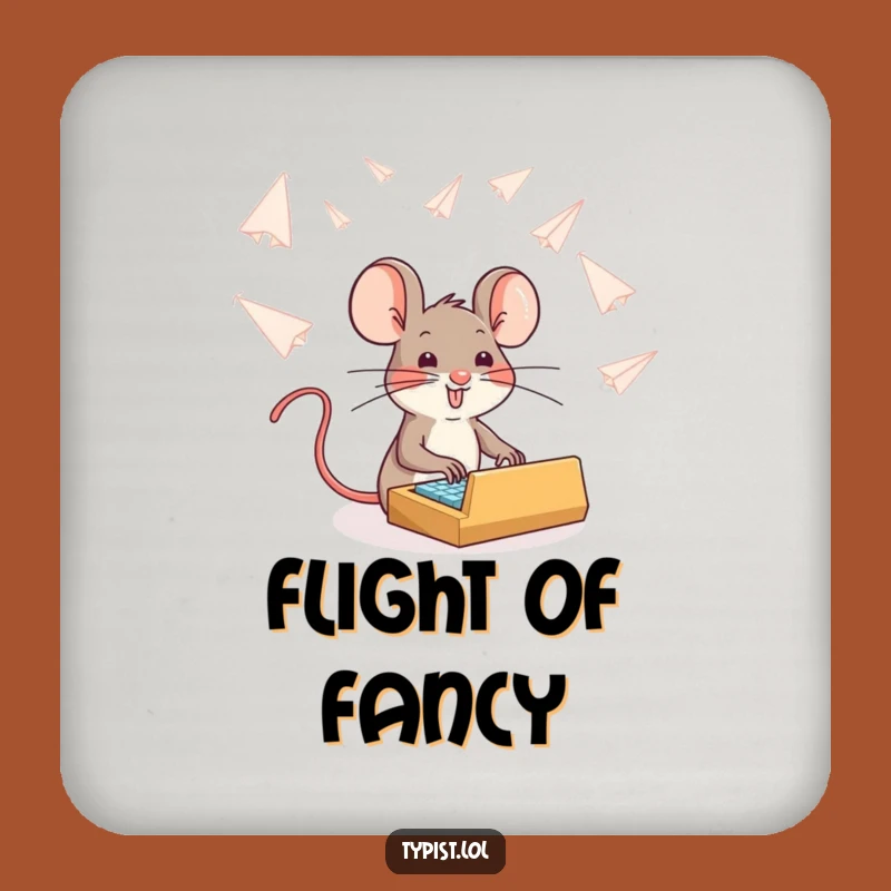 Funny Brave Mouse Typing Drink Coaster: Protect Tables with Courageous Charm