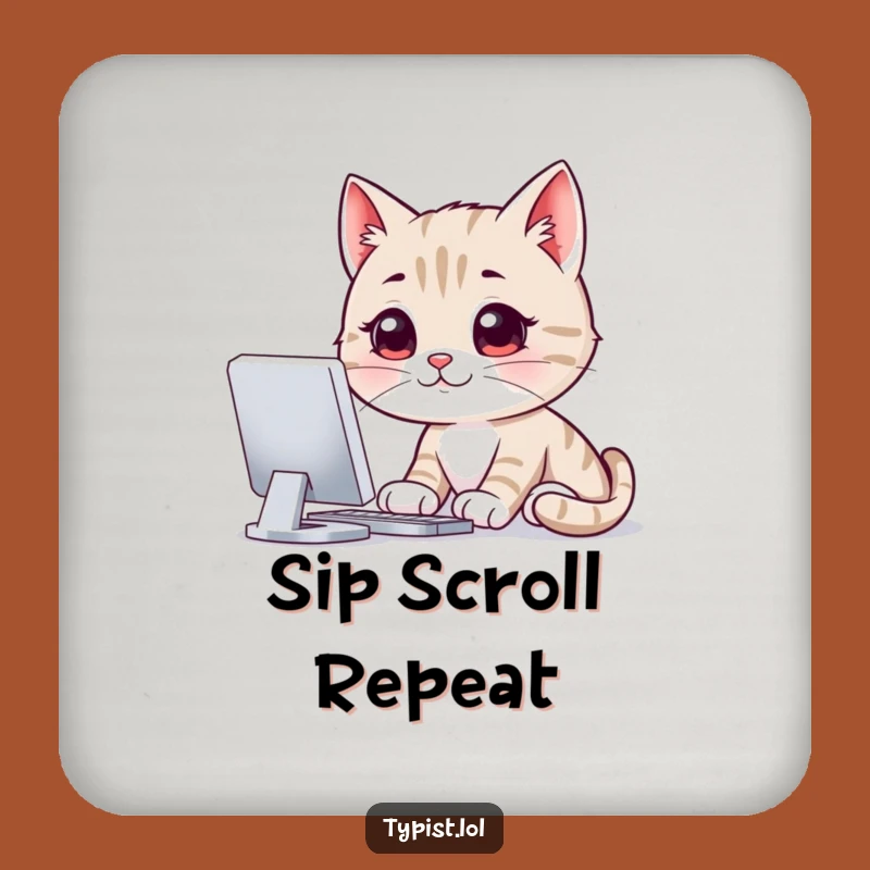 Funny Cat Coaster Set: Hilarious Screen Stares for Tabletop Protection