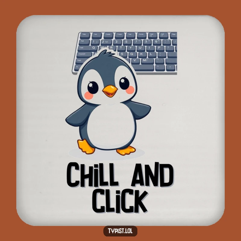 Funny Penguin Coaster: Cheerful Bird Waddles to Keyboard, Protect Surfaces with Hilarious Funny Gift
