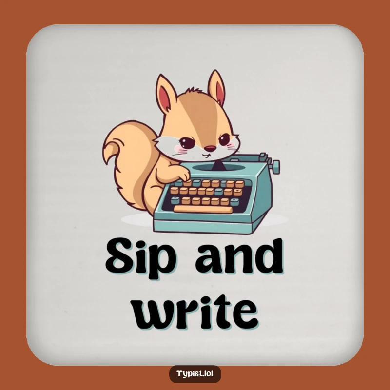 Funny Squirrel Typist Coaster Set - Protect Surfaces with Humor!