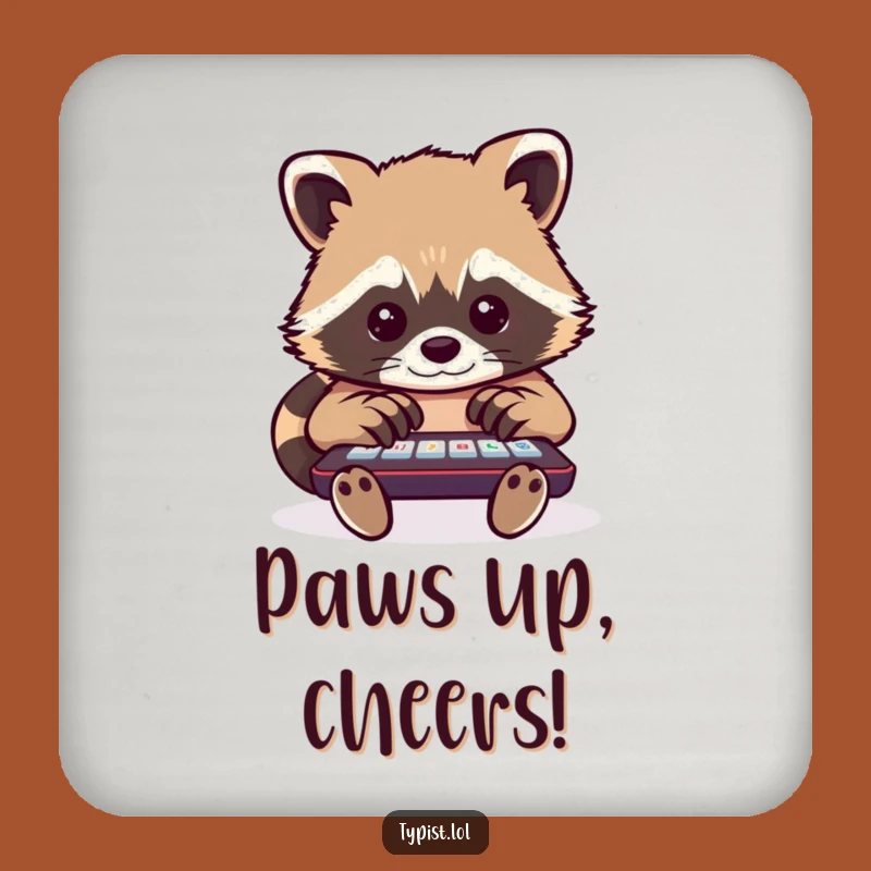 Funny Raccoon Typing Drink Coaster: Protect Surfaces with Busy, Hilarious Style