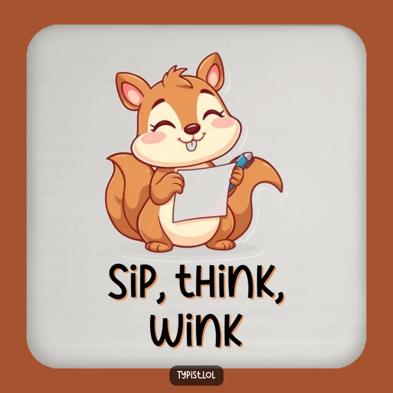 Funny Squirrel Pen Coaster: Protect Surfaces with Witty Humor Gift