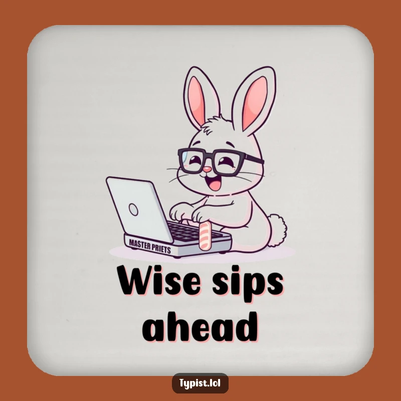 Funny Bunny Glasses Laptop Drink Coaster: Protect Surfaces with Smart Wit