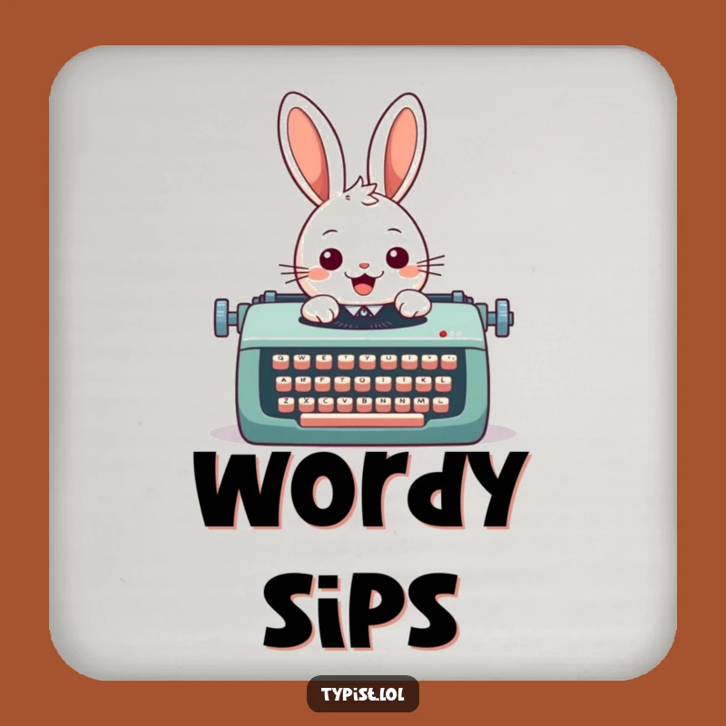 Funny Rabbit Typewriter Coaster: Hilarious Protection for Your Table