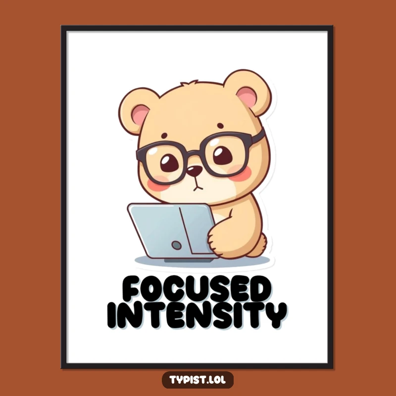 Funny Bear Reading Glasses Poster: Hilarious Wall Art for Study Spaces