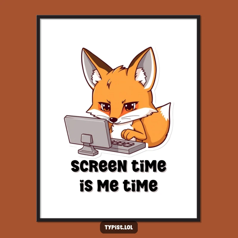 Funny Fox Tech Poster - Digital Focus Wall Art Gift